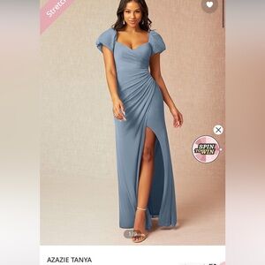 Azazie Tanya Dusty Blue Bridesmaid Dress